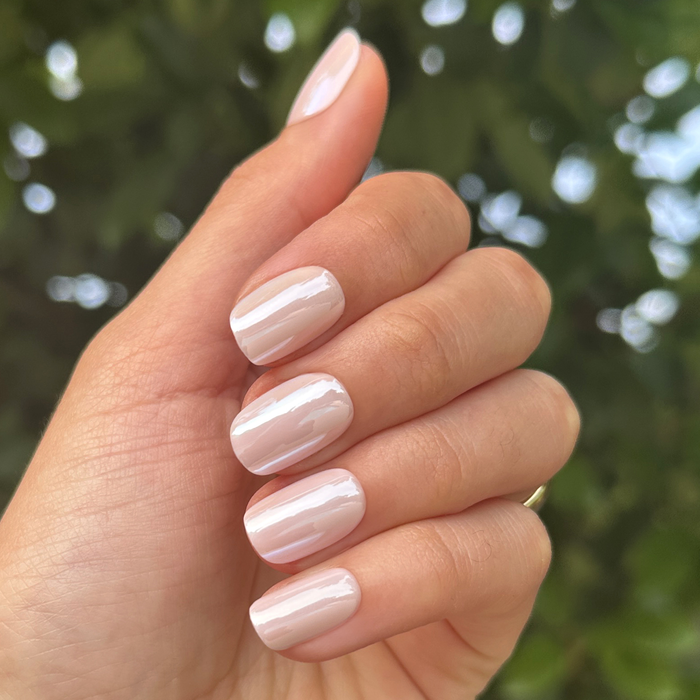 GH Glass - Press-On | Short | Squoval nails in pastel baby pink with glossy finish for easy at-home manicure