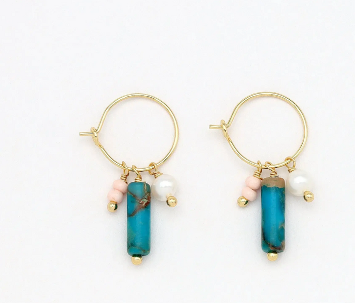 GIADA SUGATI BEADED HOOP EARRINGS - GEP-006