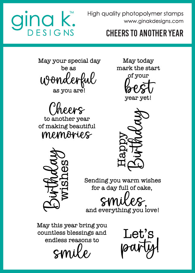 Gina K. Designs - Stamp & Die Set - Cheers to Another Year. At Embellish Away in Bowmanville Ontario Canada.