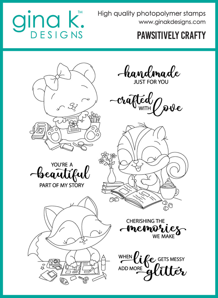 Gina K. Designs - Stamp & Die Set - Pawsitively Crafty. Set by Dina Gerner. At Embellish Away in Bowmanville Ontario Canada.