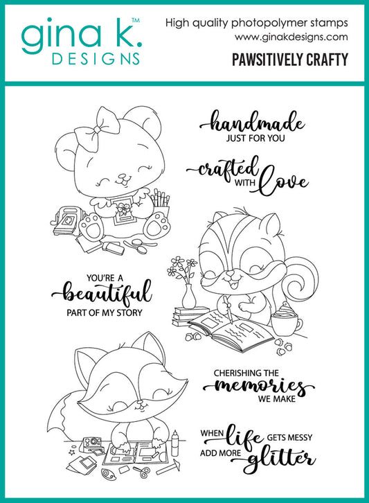 Gina K. Designs - Stamp & Die Set - Pawsitively Crafty. Set by Dina Gerner. At Embellish Away in Bowmanville Ontario Canada.
