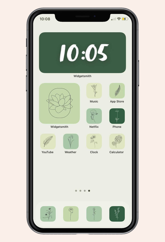 neutral and multiple shades of green with plants and leaves as an ios phone background