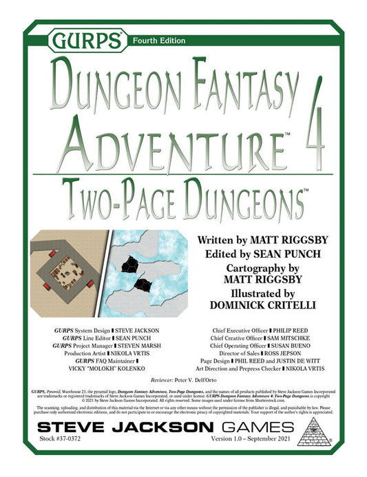 GURPS Dungeon Fantasy Adventure 4: Two-Page Dungeons