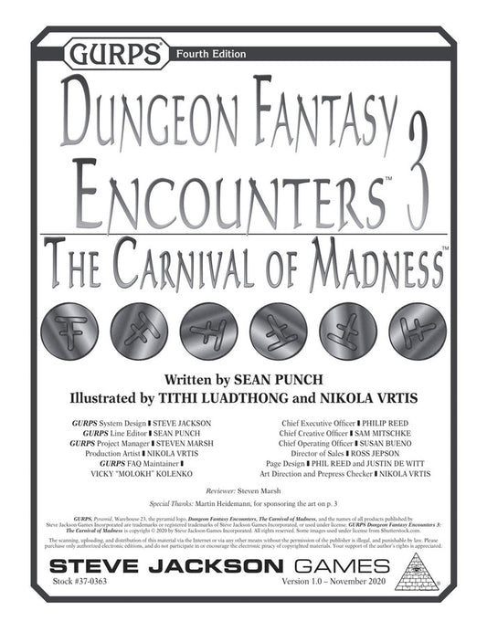 GURPS Dungeon Fantasy Encounters 3: The Carnival of Madness