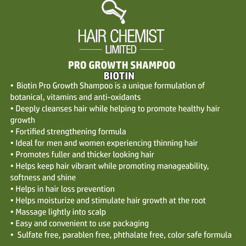 Hair Chemist Biotin Pro-Growth Shampoo & Conditioner Gift Set- Includes 33.8oz Shampoo & 33.8oz Conditioner