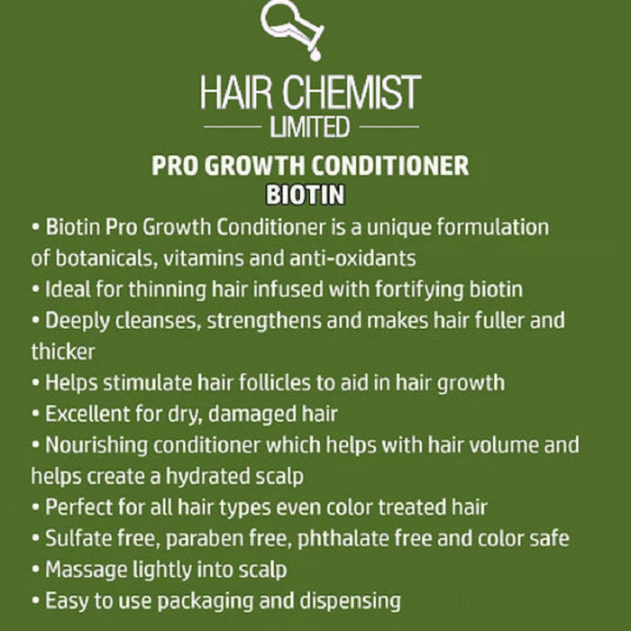 Hair Chemist Biotin Pro-Growth Shampoo & Conditioner Gift Set- Includes 33.8oz Shampoo & 33.8oz Conditioner