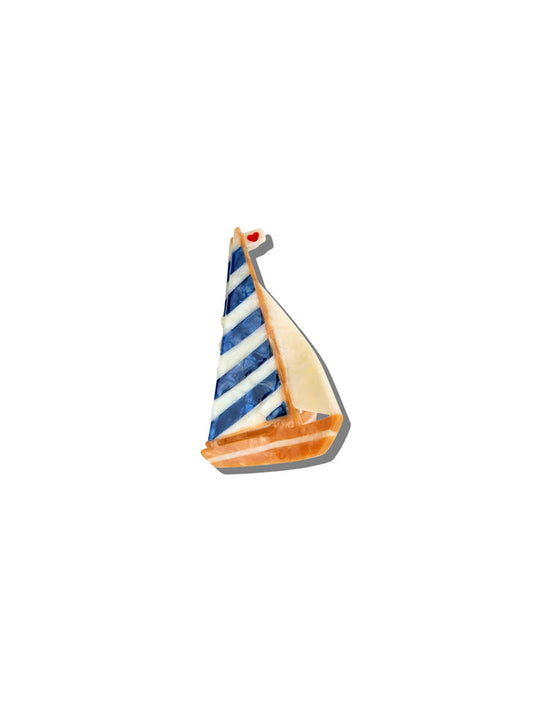Hand-painted Sailboat Claw Hair Clip | Eco-Friendly: Blue