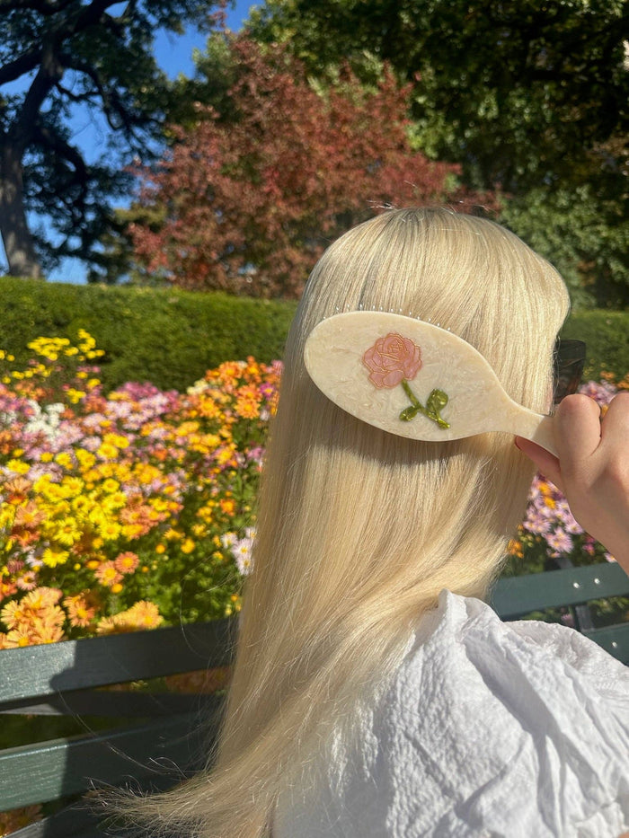 Hand-painted Spring Rose Amazing Hair Day Brush | Eco-Friendly