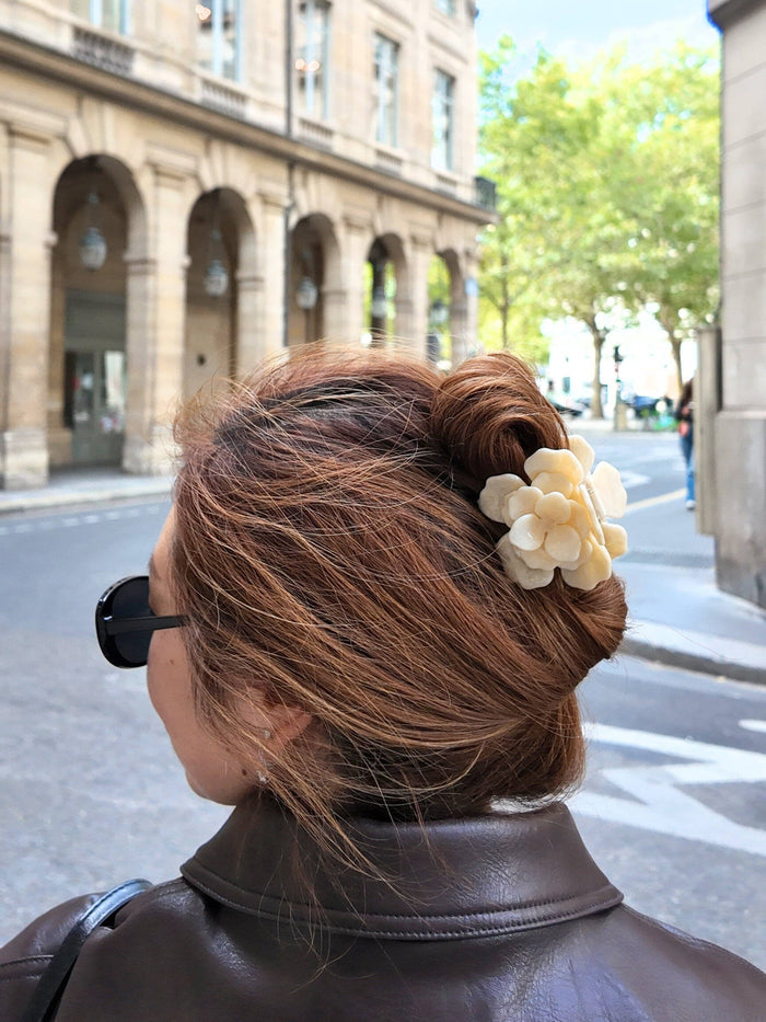Handmade Origami Gardenia Flower Claw Hair Clip: Lavender