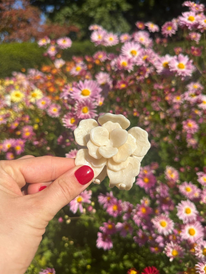 Handmade Origami Gardenia Flower Claw Hair Clip: Lavender