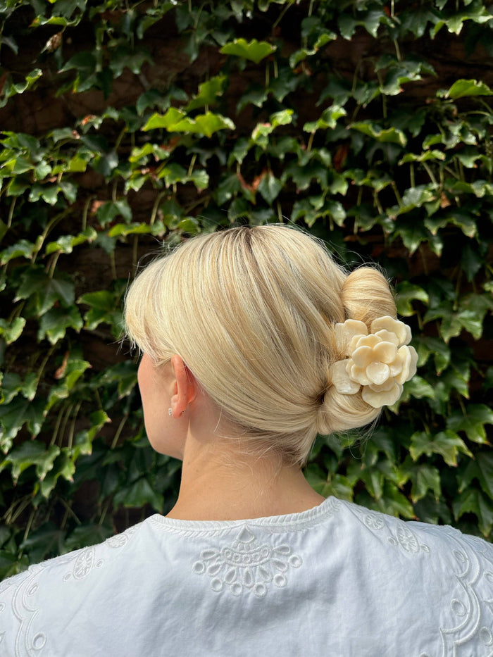 Handmade Origami Gardenia Flower Claw Hair Clip: Lavender
