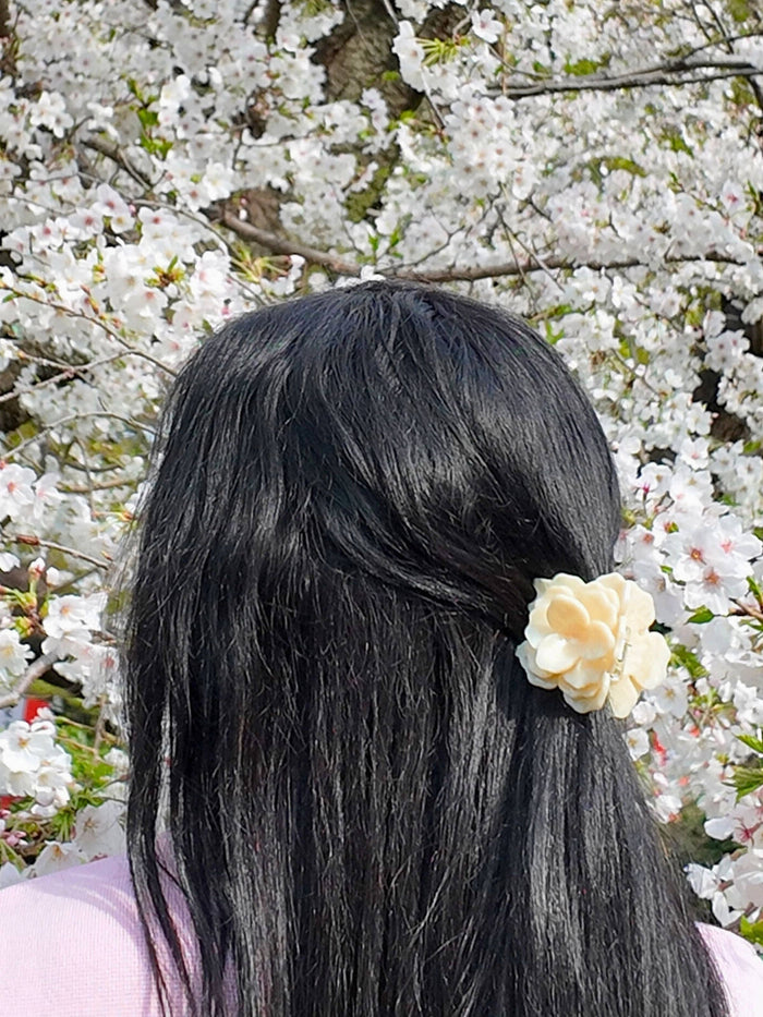 Handmade Origami Gardenia Flower Claw Hair Clip: Lavender