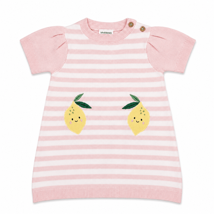 Happy Lemons Applique Short Sleeve Baby Knit Dress made from organic cotton
