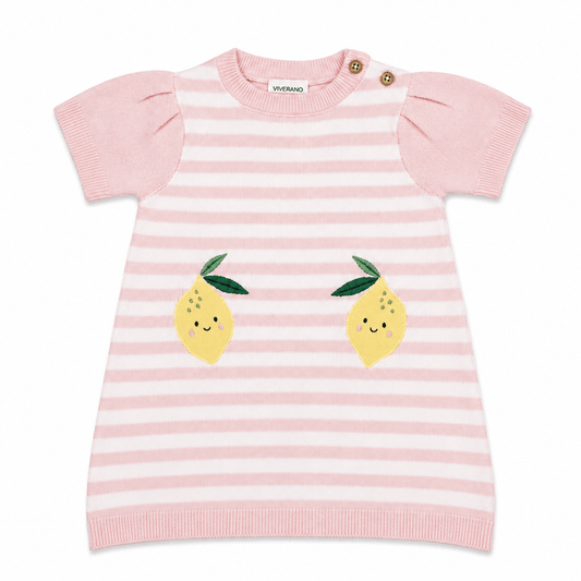 Happy Lemons Applique Short Sleeve Baby Knit Dress made from organic cotton
