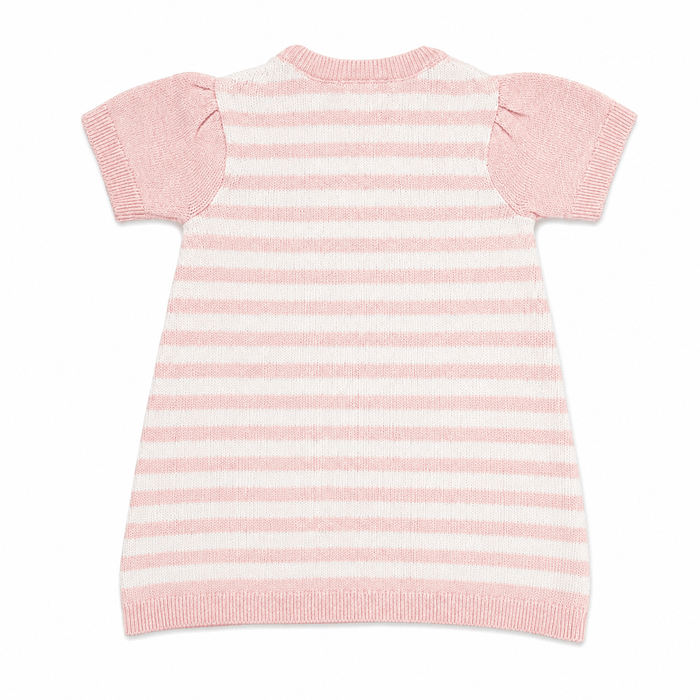 basck of Happy Lemons Applique Short Sleeve Baby Knit Dress made from organic cotton
