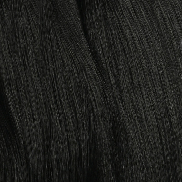 SHAKE N GO Harmony lace wig straight jet black synthetic hair close up showing smooth natural shine and fine strands