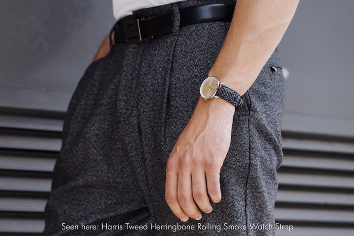 Harris Tweed Herringbone Rolling Smoke Watch Strap