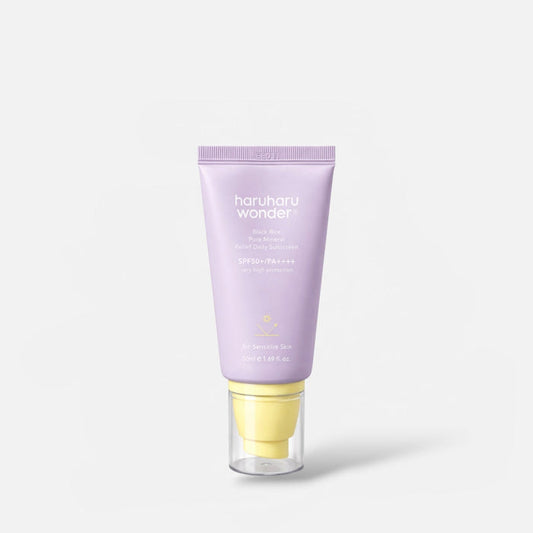 Haruharu WONDER Black Rice Pure Mineral Relief Daily Sunscreen 50ml هارهارو وندر واقي الشمس اليومي بخلاصة الأرز الأسود والمعادن النقية - Princess Cosmetics Qatar