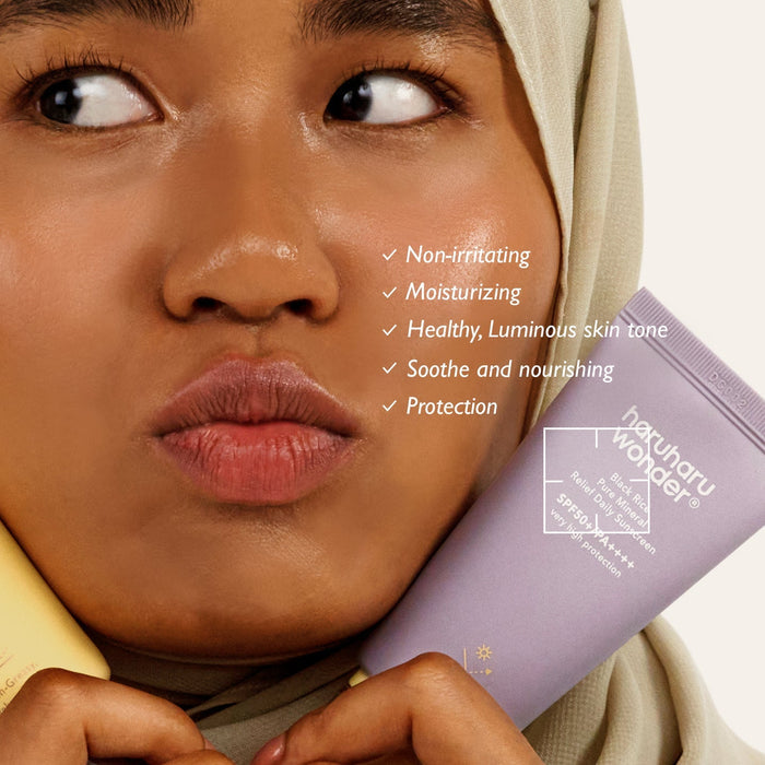 Haruharu WONDER Black Rice Pure Mineral Relief Daily Sunscreen 50ml هارهارو وندر واقي الشمس اليومي بخلاصة الأرز الأسود والمعادن النقية - Princess Cosmetics Qatar
