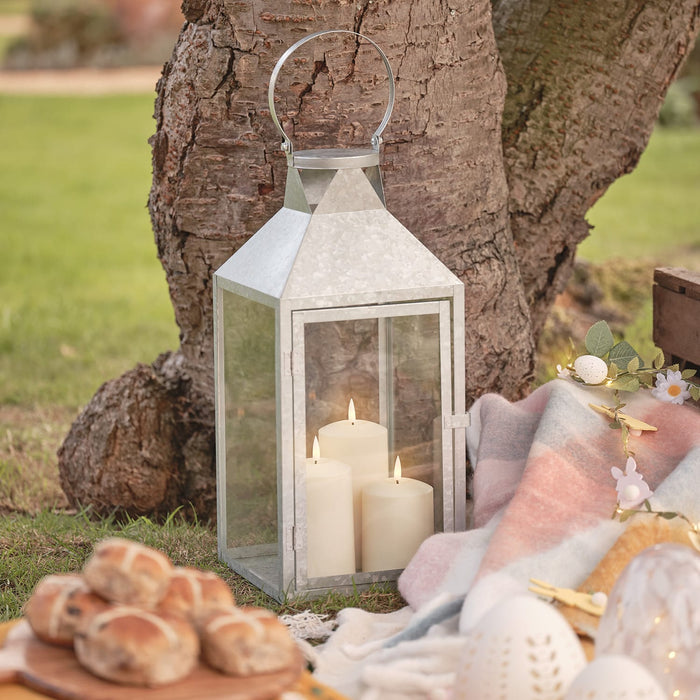 Hayle Large Metal Outdoor Lantern with TruGlow® Candle Trio and Remote Control