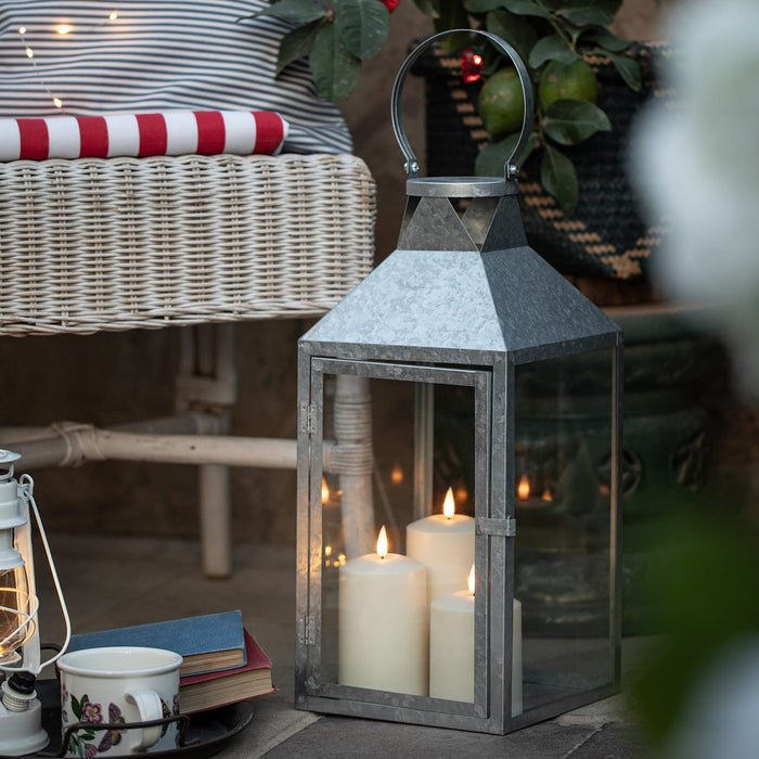 Hayle Large Metal Outdoor Lantern with TruGlow® Candle Trio and Remote Control