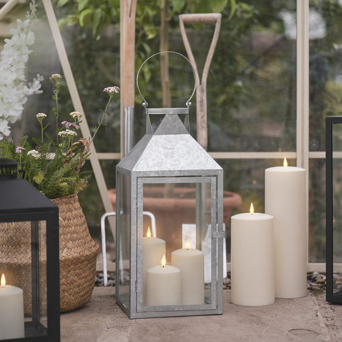 Hayle Large Metal Outdoor Lantern with TruGlow® Candle Trio and Remote Control