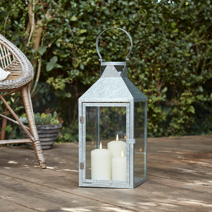 Hayle Large Metal Outdoor Lantern with TruGlow® Candle Trio and Remote Control