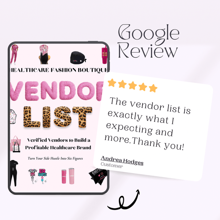 Healthcare Fashion Boutique Vendor List (160+ Verified Vendors) - Nursecaresuites - Online Healthcare BoutiqueE - bookaccessory vendorsbadge reelsbusiness tools