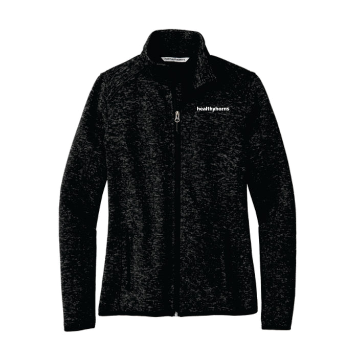 Healthy Horns Port Authority Ladies Black Heather Sweater Fleece Jacket