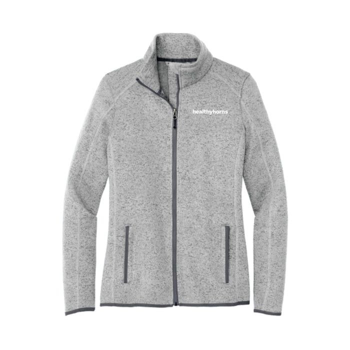 Healthy Horns Port Authority Ladies Grey Heather Sweater Fleece Jacket