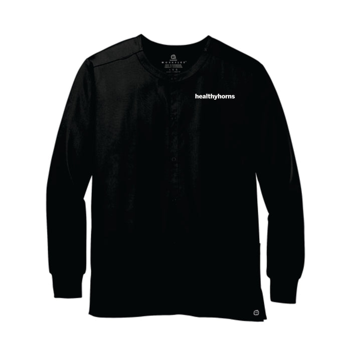 Healthy Horns Wink Unisex WorkFlex Snap Front Black Scrub Jacket