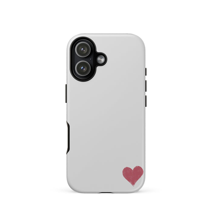 Phone case with a red heart on a white background