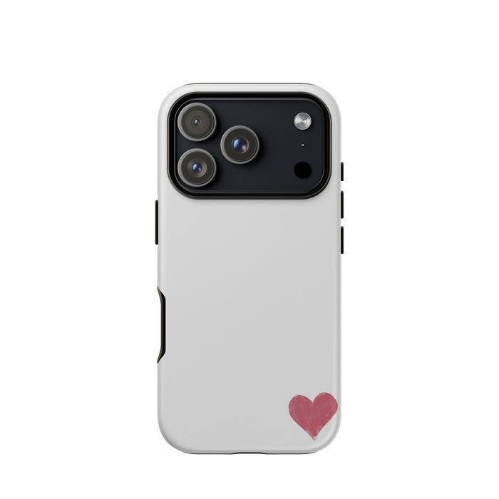 Phone case with a red heart on a white background