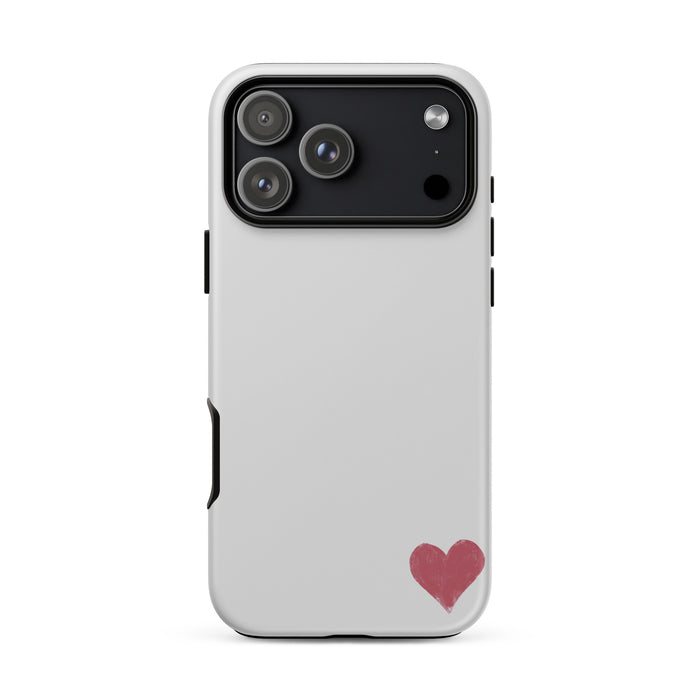 Phone case with a red heart design on a white background