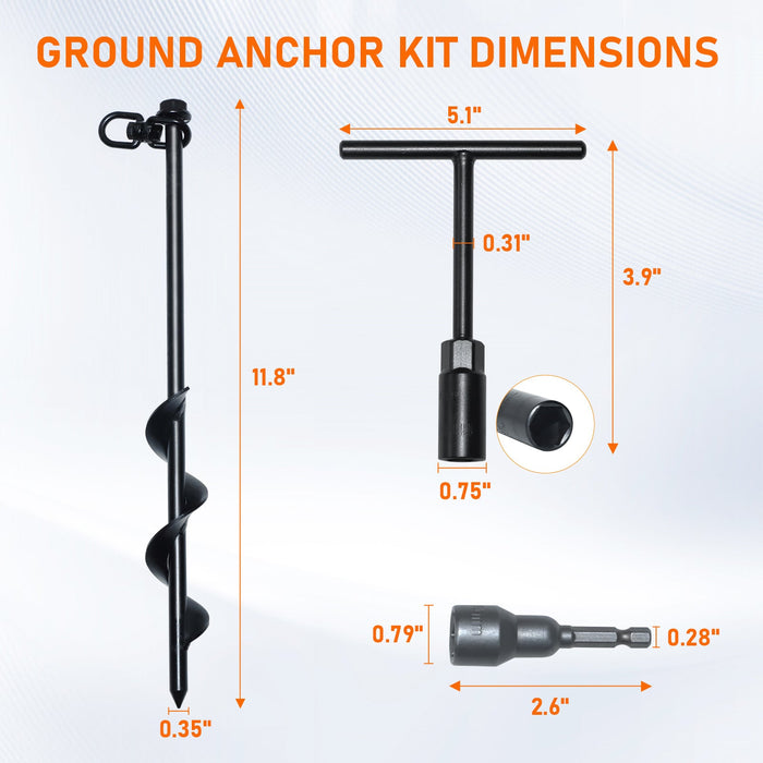 Heavy Duty Ground Anchor Kit(Set of 4) - Eagle Peak Custom Canopy Tent