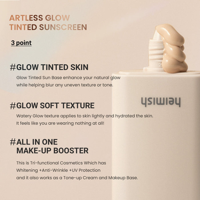 Heimish Artless Glow Tinted Sunscreen SPF50+ PA+++ 40ml واقي الشمس الملوّن هييميش آرتلس جلو SPF50+ PA+++ - Princess Cosmetics Qatar