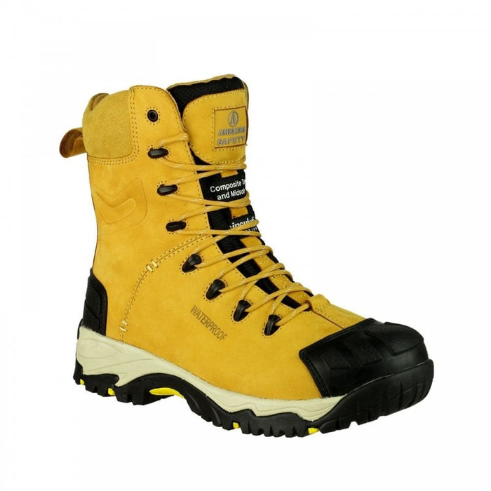 Hi Leg Safety Boots with Side Zip - Honey