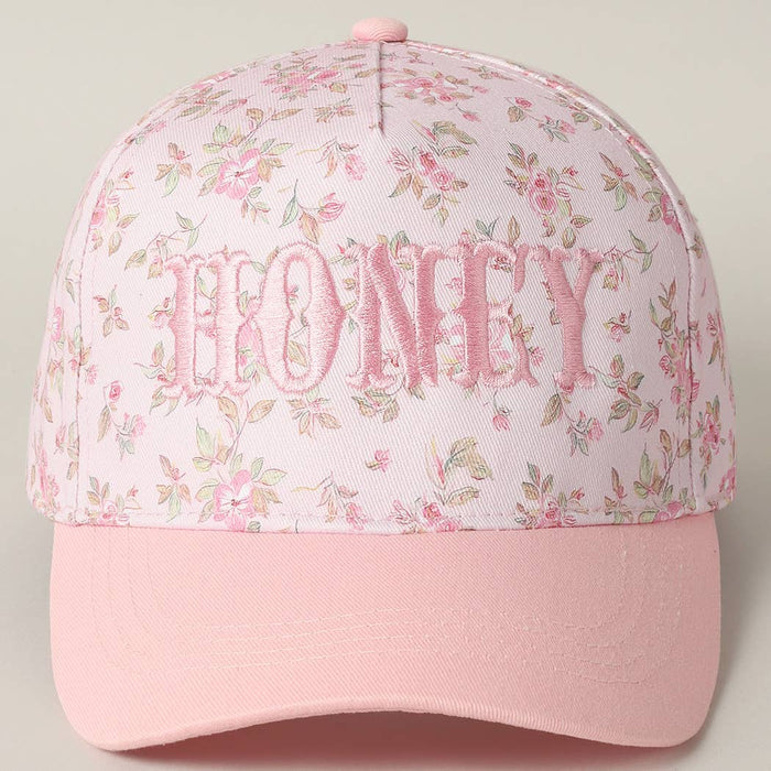 HONEY Embroidered Flower PatternTrucker Hat: PINK/PINK / ONE SIZE