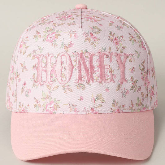 HONEY Embroidered Flower PatternTrucker Hat: PINK/PINK / ONE SIZE
