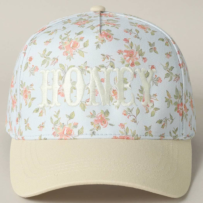 HONEY Embroidered Flower PatternTrucker Hat: PINK/PINK / ONE SIZE