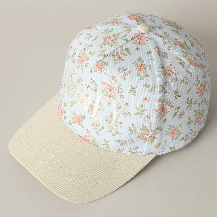 HONEY Embroidered Flower PatternTrucker Hat: PINK/PINK / ONE SIZE