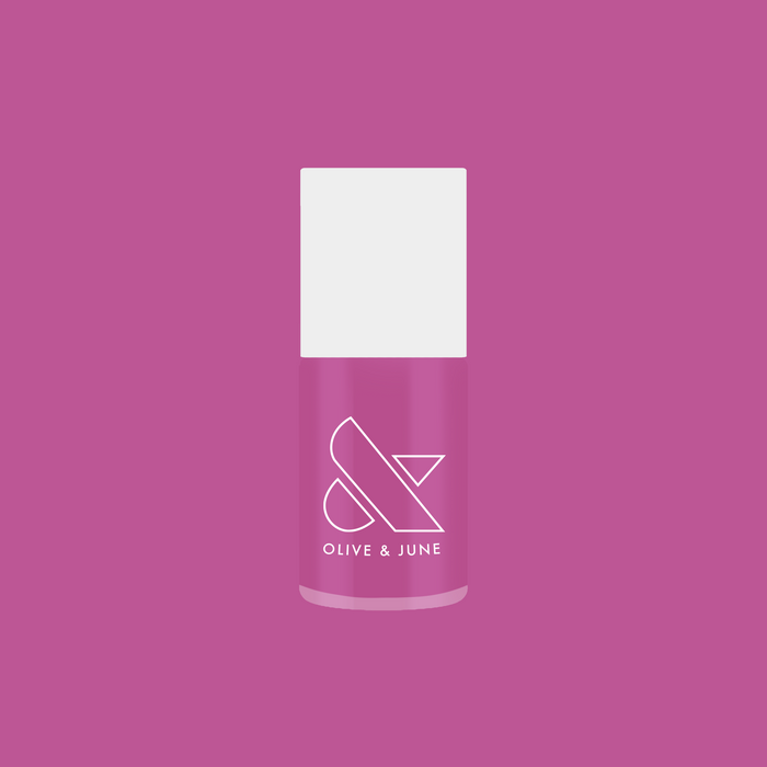 Bottle of How Do You Spell Bougainvillea? quick dry gel polish in vibrant hot magenta for bright manicures and pedicures