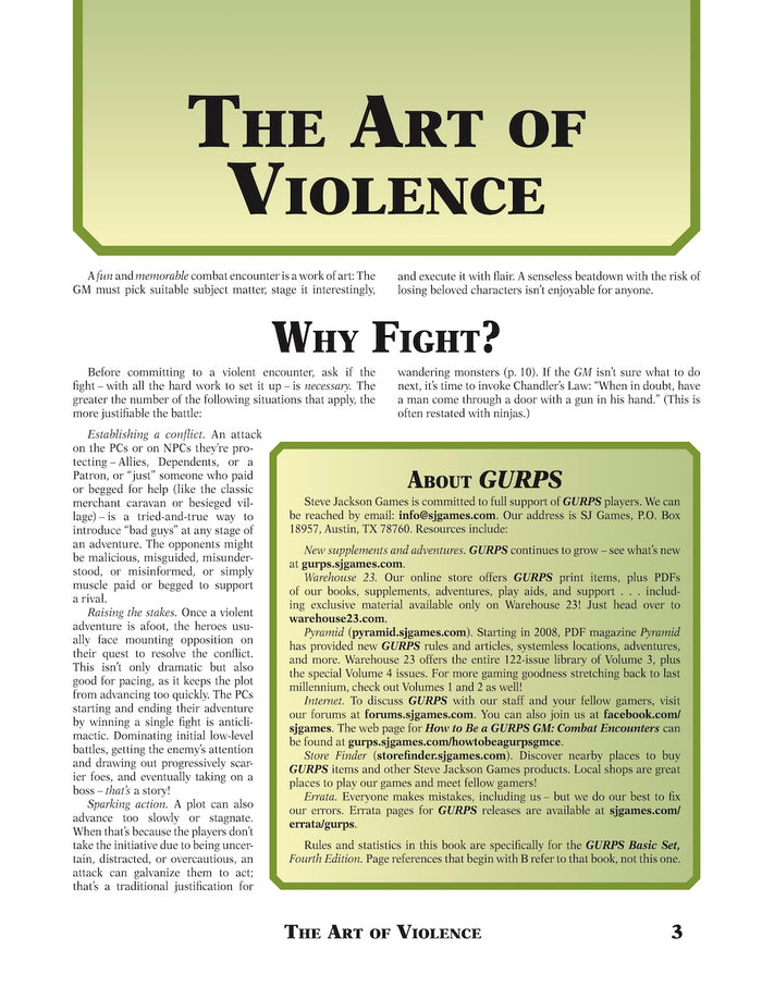 How to Be a GURPS GM: Combat Encounters