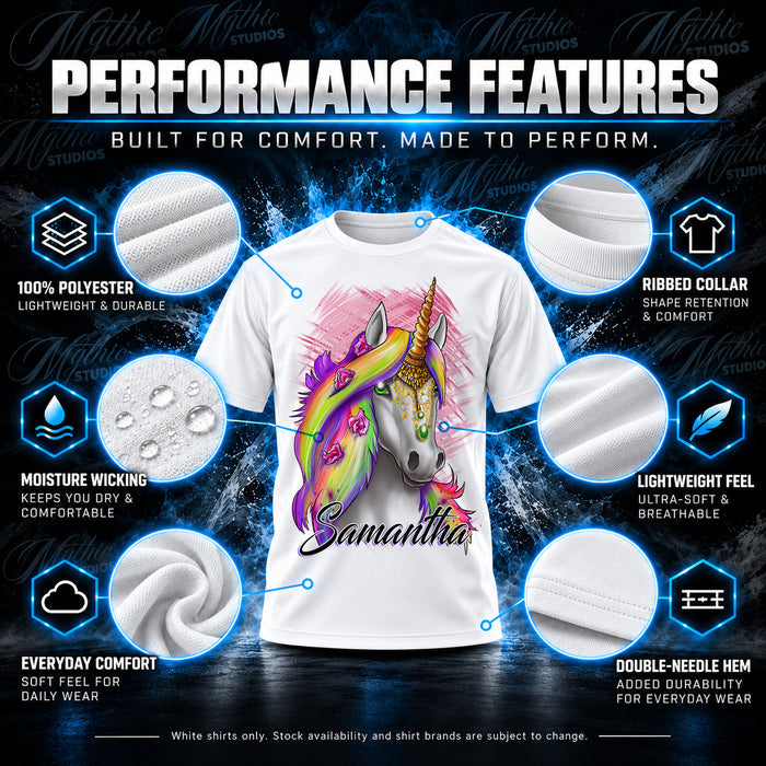 Personalized Rainbow Unicorn T-Shirt by Mythic Airbrush, additional product image 3