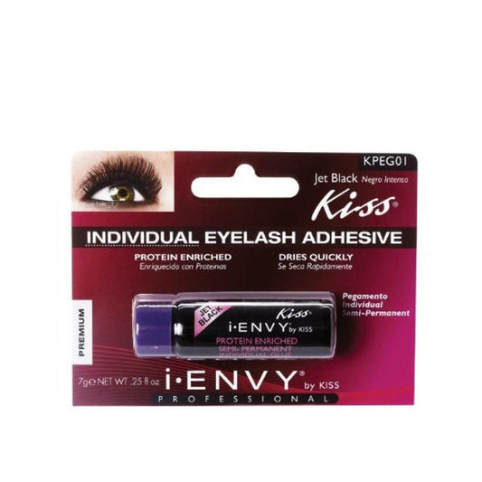 IVY BEAUTY by KISS iENVY individual eyelash adhesive black tube in pink maroon retail blister pack with eye image