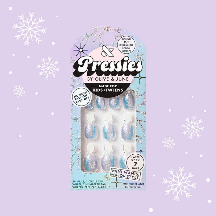 Iridescent Snow Queen - Pressies | Extra Short Short | Round shimmering multi-colored press-on nails for kids and tweens mani