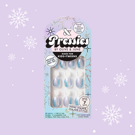 Iridescent Snow Queen - Pressies | Extra Short Short | Round shimmering multi-colored press-on nails for kids and tweens mani
