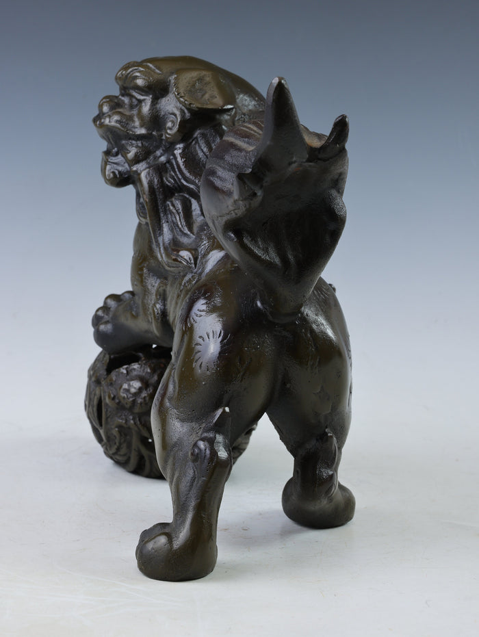Japanese Legendary Leo Massive Bronze Figure Good Atmosphere Komainu Tsushima