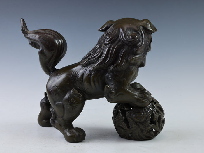 Japanese Legendary Leo Massive Bronze Figure Good Atmosphere Komainu Tsushima