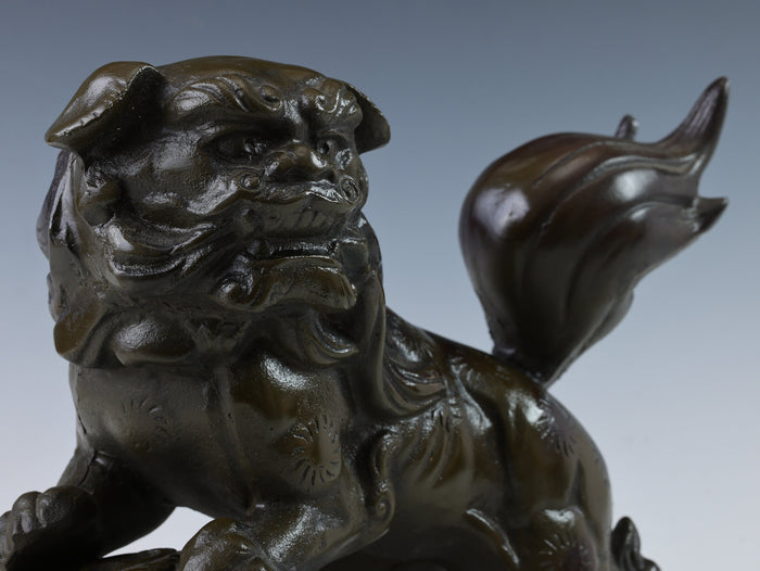 Japanese Legendary Leo Massive Bronze Figure Good Atmosphere Komainu Tsushima